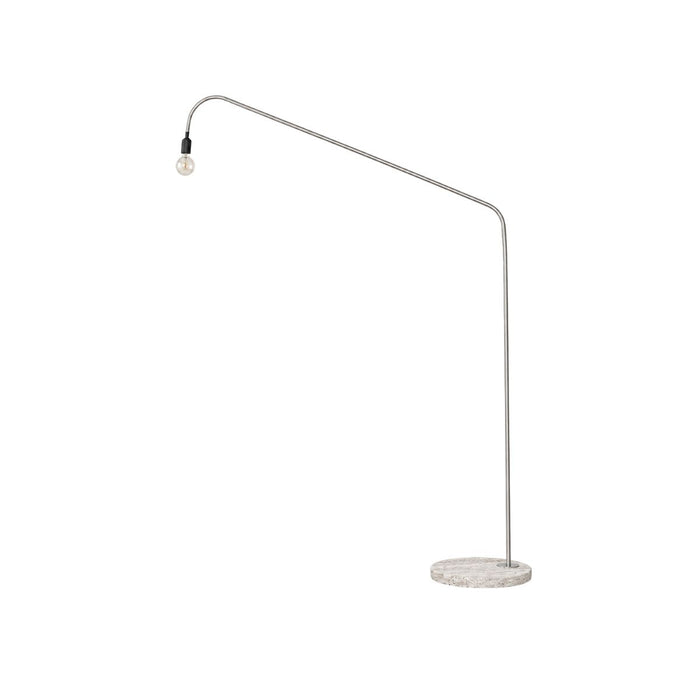 Lampe Ellis - Groß H202 - Weißer Travertin - Gebürsteter Stahlfuß