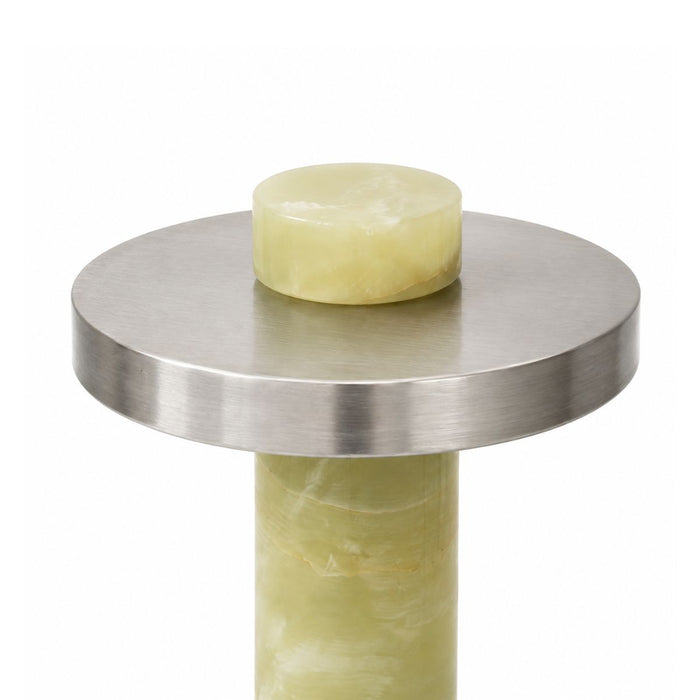 Lámpara de mesa Arles – Ónix verde - Acero inoxidable – Ø22 x H30 cm