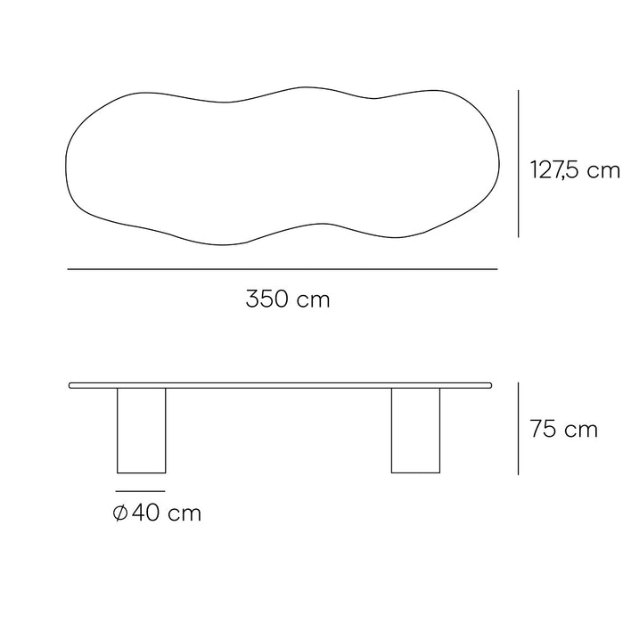 Organic Dining Table - Limoges - Microskin - 350 cm