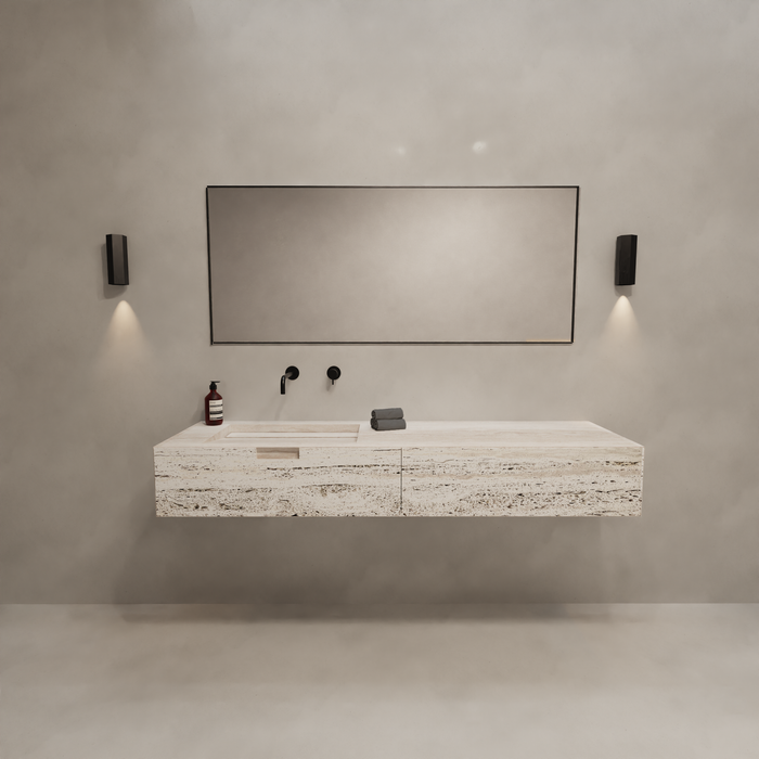 Washbasin furniture Loudun - White Travertine - Single washbasin - 170 cm