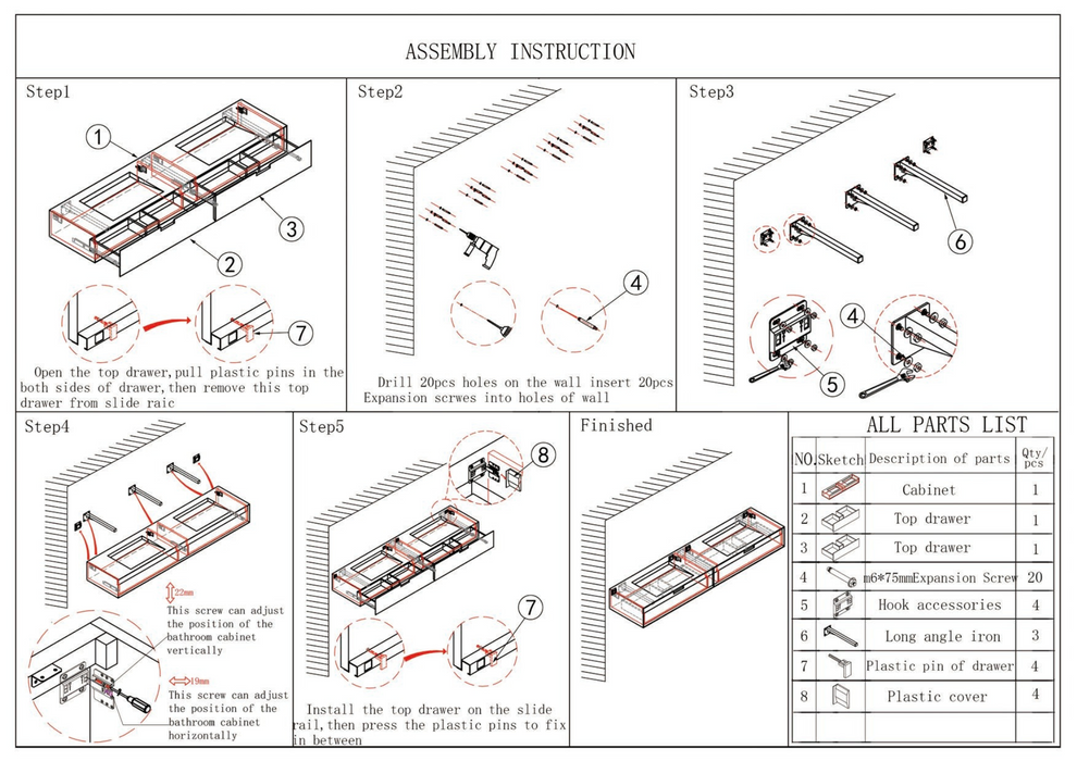 Mueble de baño Loudun con lavabo doble - Mármol Blanco Azul - 210 cm