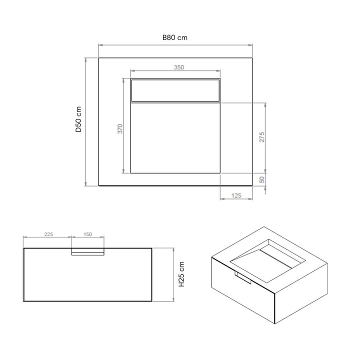 Meuble de salle de bain Loudun - Vasque simple - Travertin Blanc - 80 cm