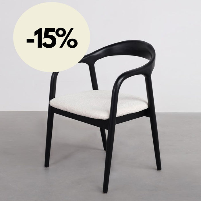 Silla de comedor - Muret - Asiento bouclé - Negro
