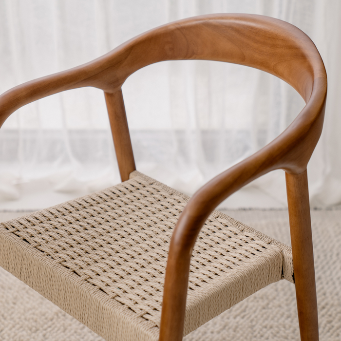 Dining room chair - Muret - Woven rope seat - Walnut