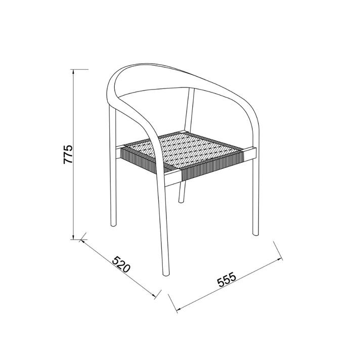 Chaise de jardin Muret - H77,5 – Teck – Assise en corde – Tressée 2 sur 2