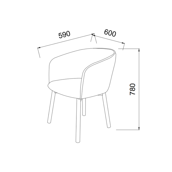 Dining Chair Nox - Dark Walnut Color - Mossy Green