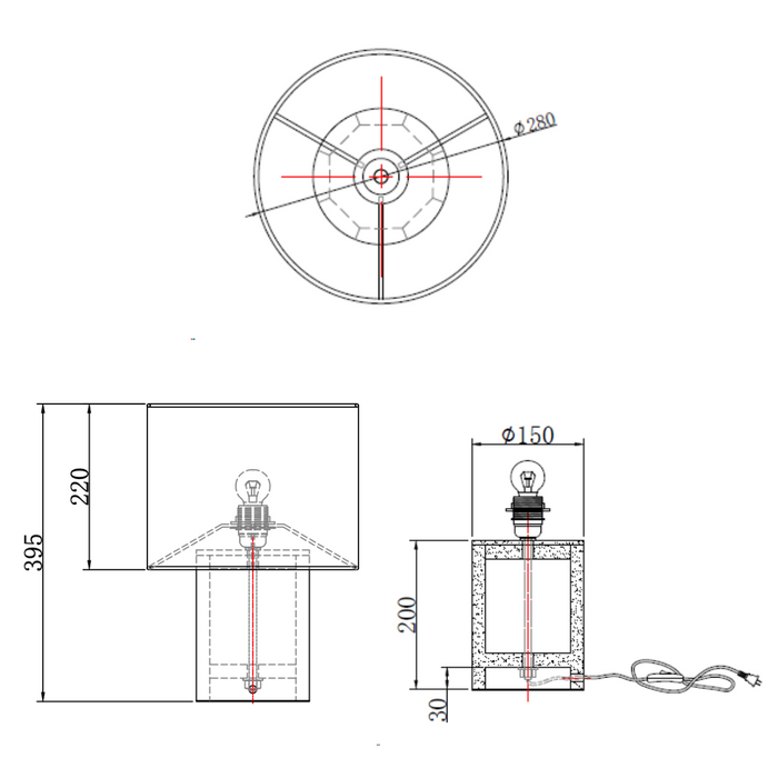 Lampe à poser - Auch - Travertin - Roos - H39,5 cm