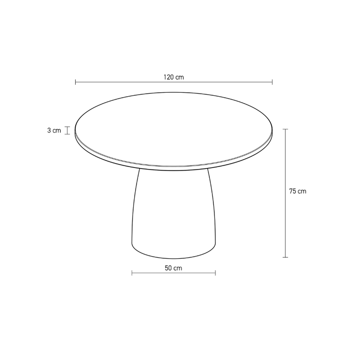 Mesa redonda de comedor para exterior - Uzé - D120 H75 - Latte - Policompuesto