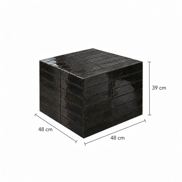 Salontafel Vence  Azulejos negros - Alto - 39 cm