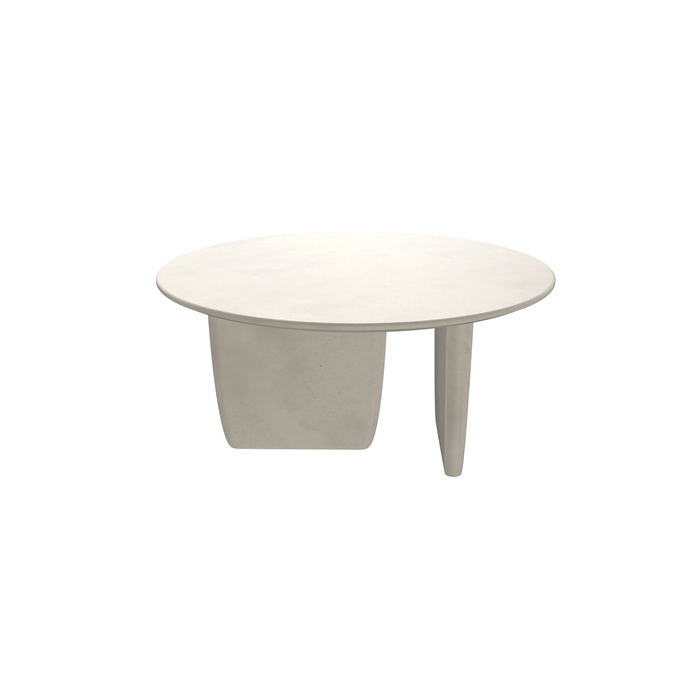 Round Beige Dining Table - Rochelle - 150 cm - Legs with beveled edge - MicroSkin