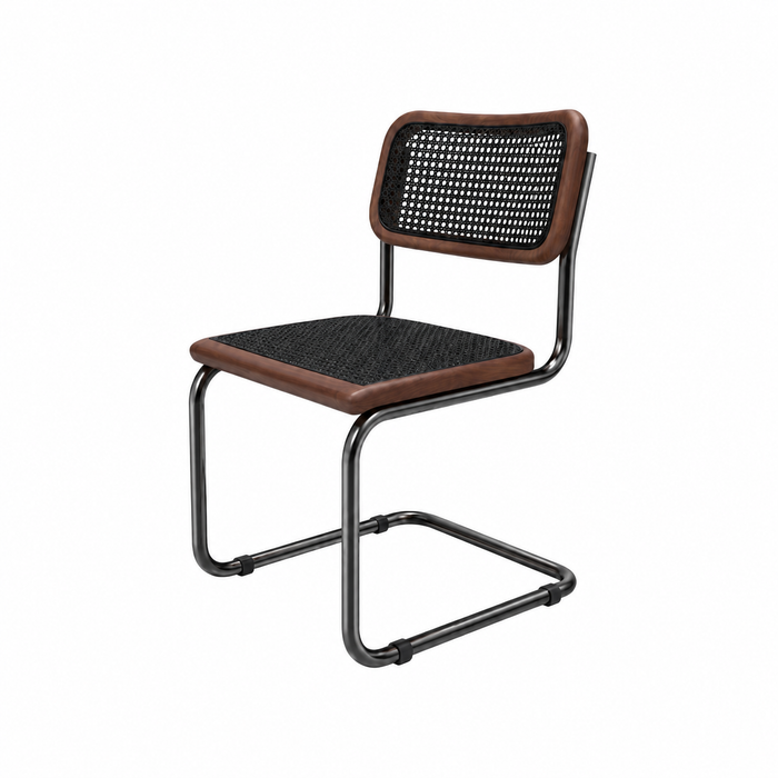 Silla de comedor Swing - Ratán natural - Nogal oscuro/estructura negra