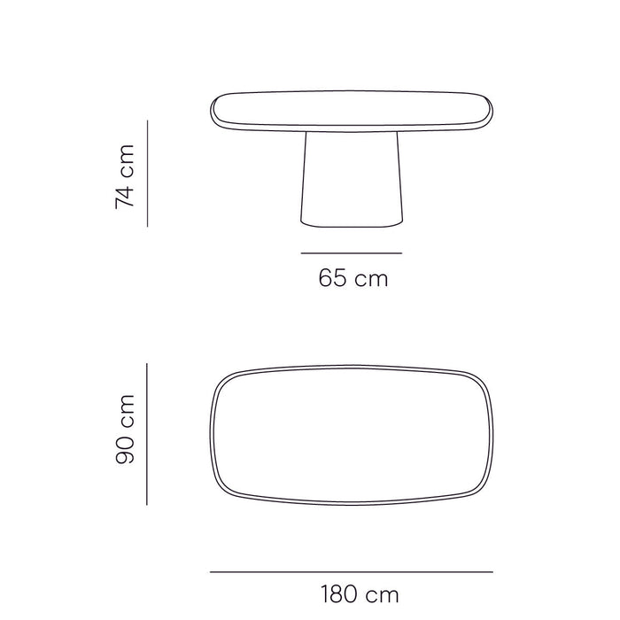 Mesa de comedor rectangular 180 cm - Pata ovalada - StoneSkin - Lorient - Latte