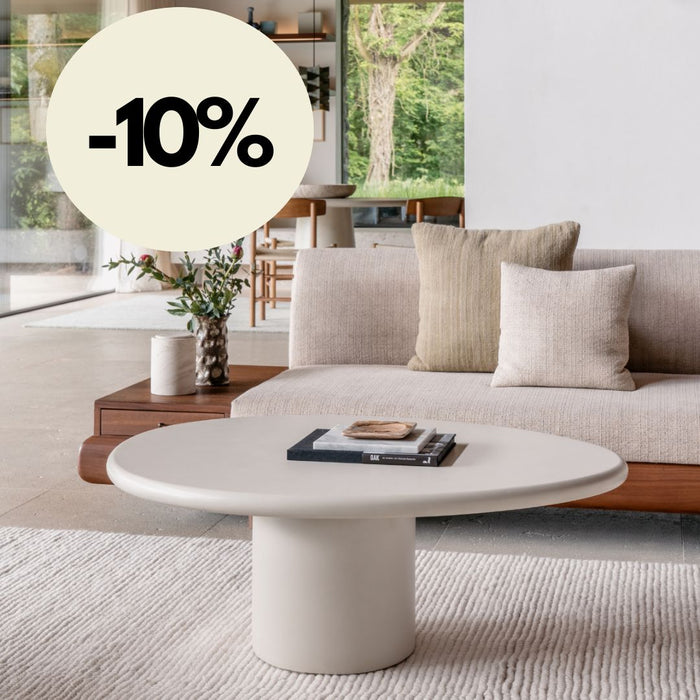 Oval Microskin coffee table - Reef - Latte