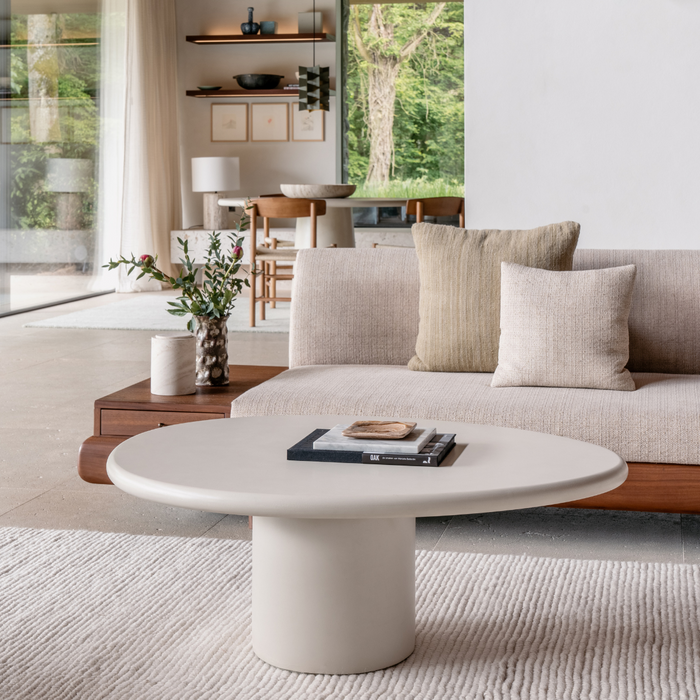 Oval Microskin coffee table - Reef - Latte