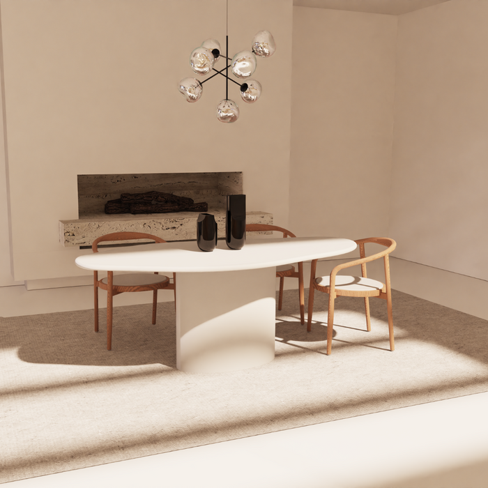 Reims organische eettafel in betonlook materiaal 