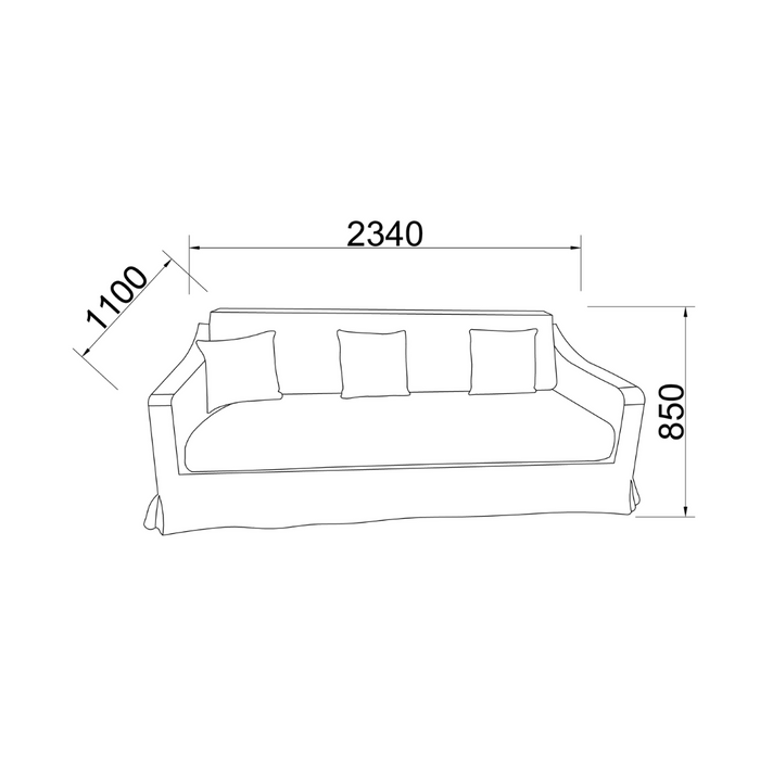 Olympic - Sofá de 4 plazas - B234 P111 H85 cm - Blanco/Beige