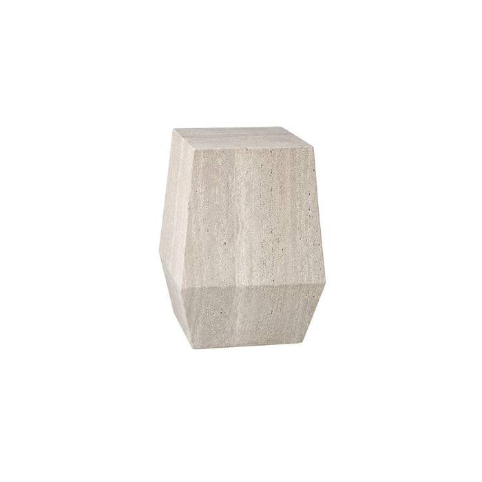Mesa auxiliar Soma - Ancho 32 Profundidad 26 Altura 45 - Travertino sin rellenar - Blanco