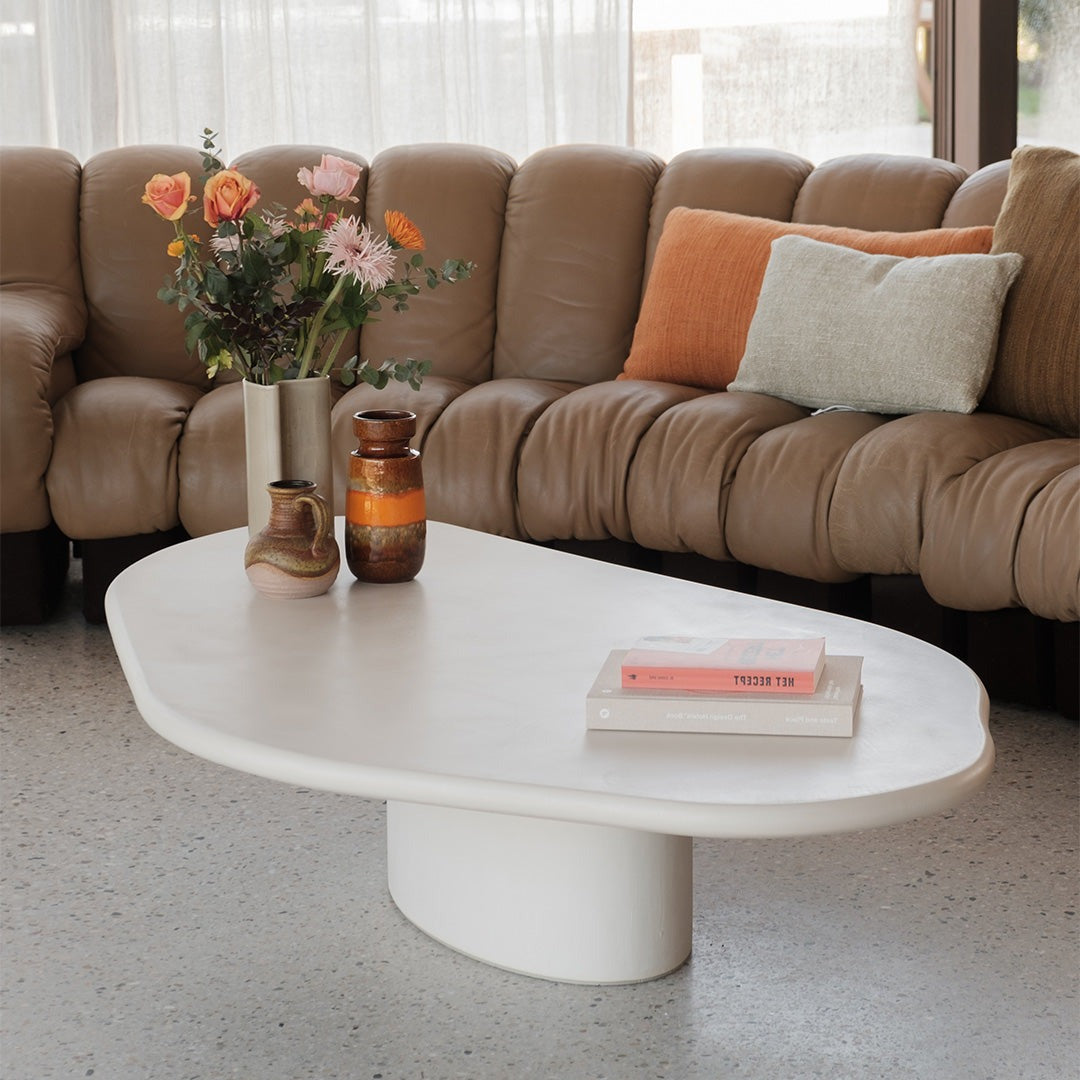 Concrete look organic coffee table