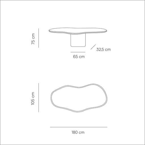 Technische tekening eettafel limoges in 180 cm.ALT