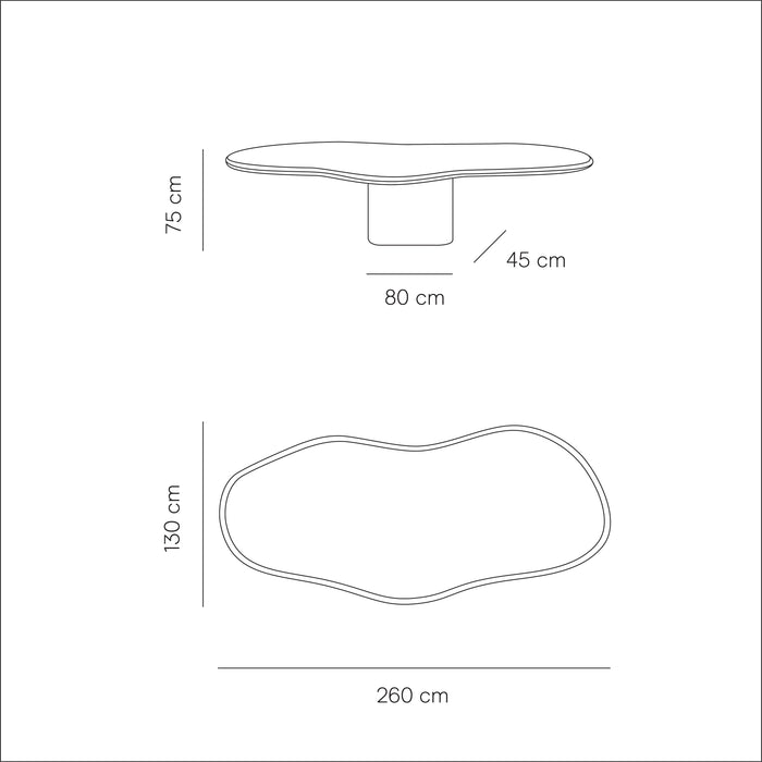 Microcement Limoges spisebord - 260 cm - Struktureret finish