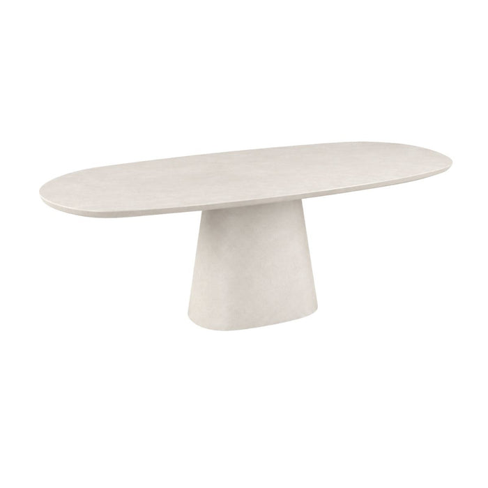Table à manger ovale Honfleur L200 P98 H75 - MicroSkin Latte - bord biseauté