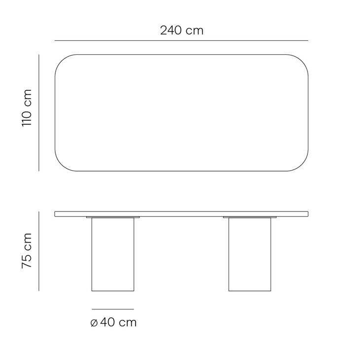 Mesa de comedor Vesper - MicroSkin - 240 cm - Estructura de roble