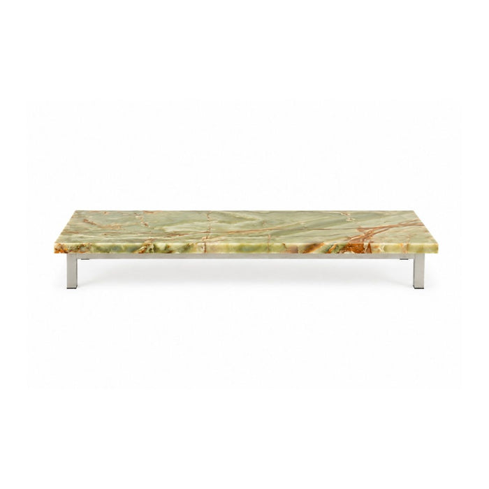 Marais coffee table B168 D71 H20 - Brushed legs - Green Onyx - Straight edge