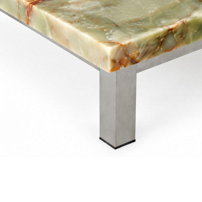 Marais coffee table B168 D71 H20 - Brushed legs - Green Onyx - Straight edge