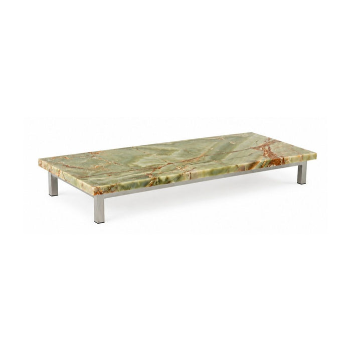 Marais coffee table B168 D71 H20 - Brushed legs - Green Onyx - Straight edge