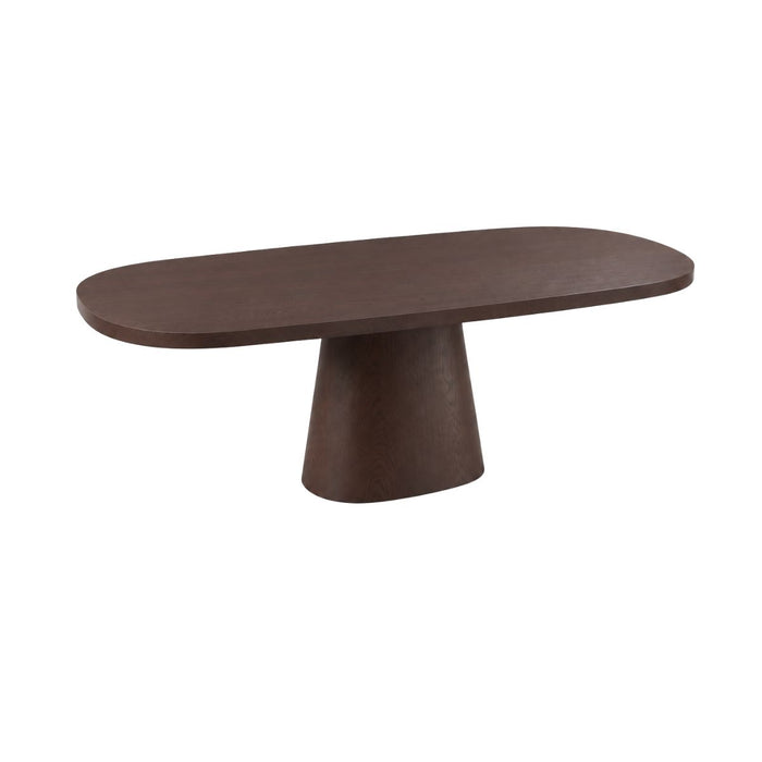 Table à manger ovale Honfleur L200 P98 H75 - Noyer foncé - Bord droit