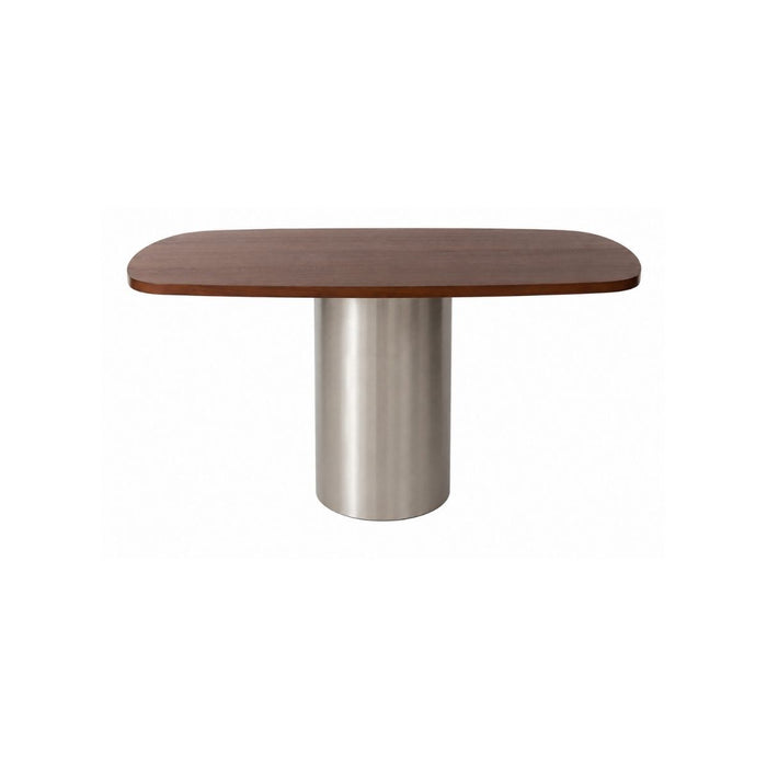 Dining table Cassis - W160 D100 H75 - Brushed steel base - Wooden tabletop - Dark walnut