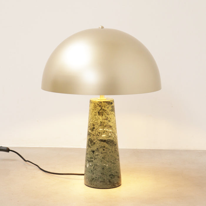 Lampe à poser Merit - Abat-jour Laiton - Base Marbre Vert - Ø40/H55cm