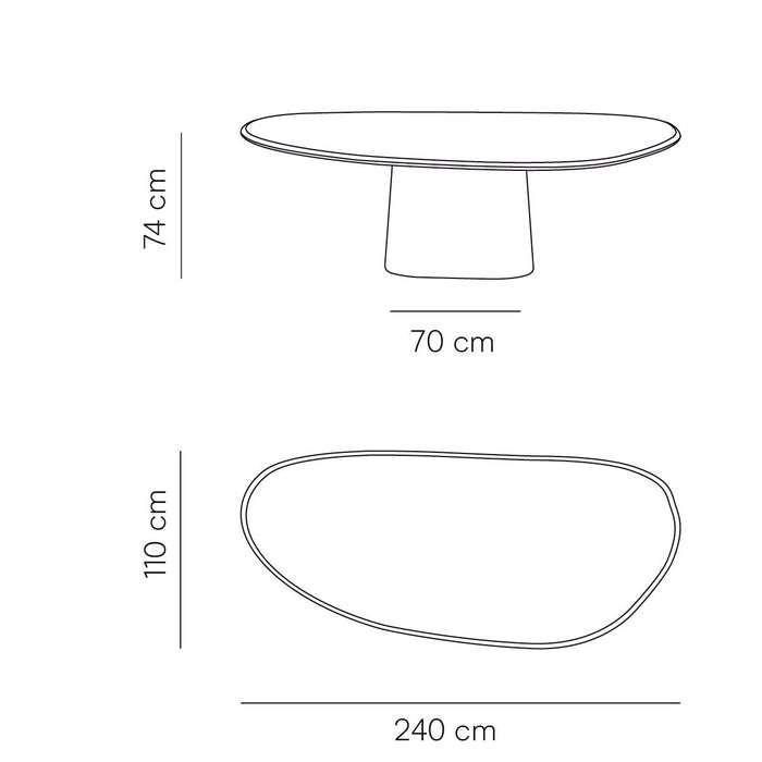 Mesa de comedor forma orgánica - Aspecto Mortex - Anvers