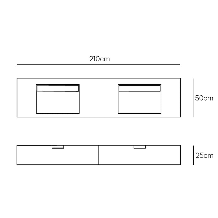 Meuble de salle de bain Loudun avec double vasque - Travertin Blanc - 210 cm