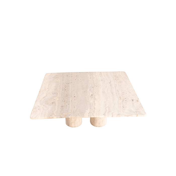 Toulouse coffee table Travertine - White sandstone sandblasted - Round edge