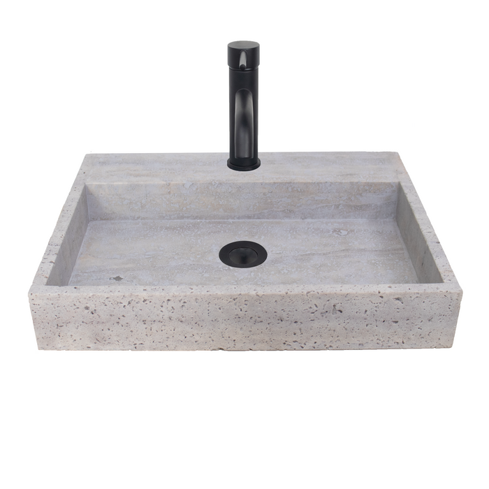 George marmoriertes Waschbecken mit Wasserhahnloch - Grauer Sandstein - Travertin