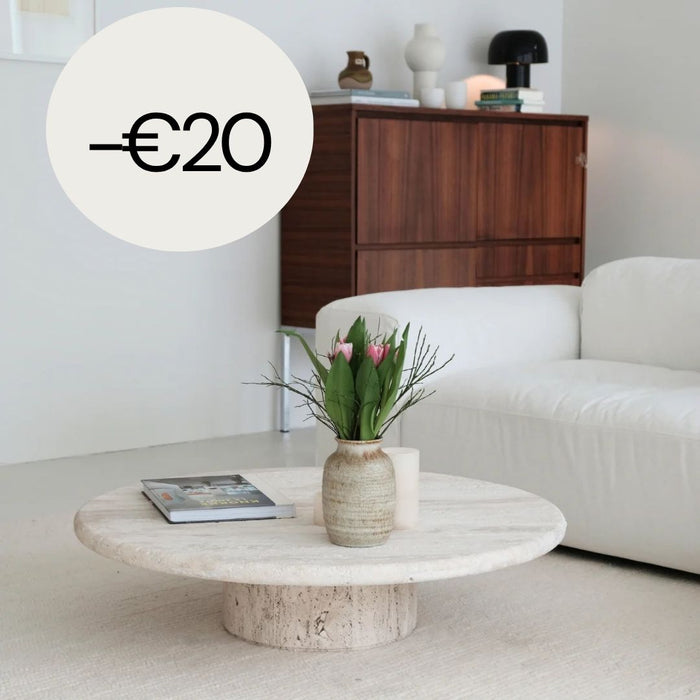 Salontafel - Redon - Travertin - 80 cm - Halfgevuld travertijn