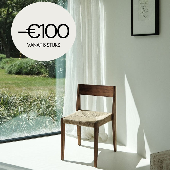 Chaise de salle à manger Chantelle - Acacia noyer - Assise en tissage de corde
