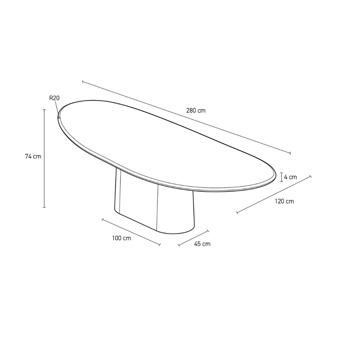 Table à manger organique pour extérieur - Avira - 280 cm - Latte - Polycomposite