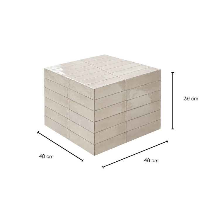 Coffee table Vence - Light beige tiles - High - 39 cm