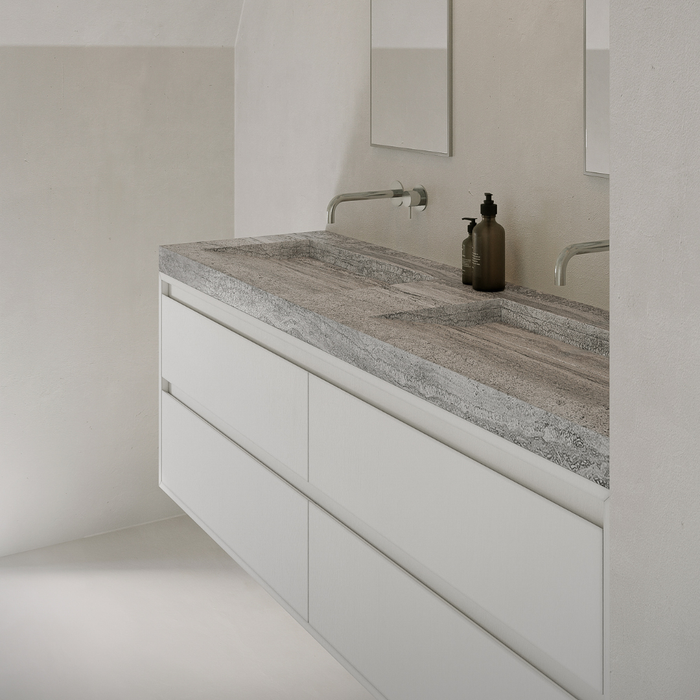 White wooden bathroom cabinet - ANN - White - 150 cm