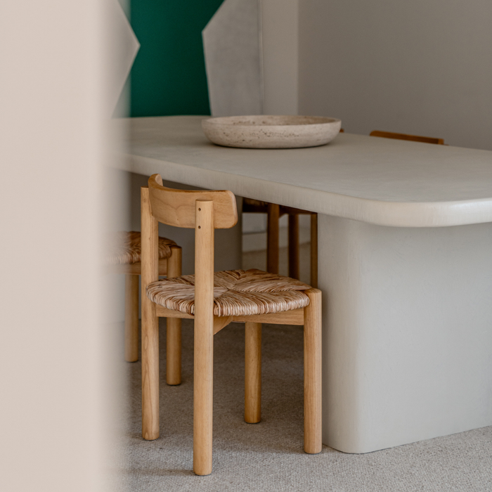 Arlo dining chair - Dark Oak - Woven seat in natural color