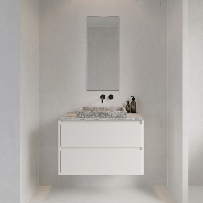 Wooden bathroom cabinet white - ANN - 80 cm
