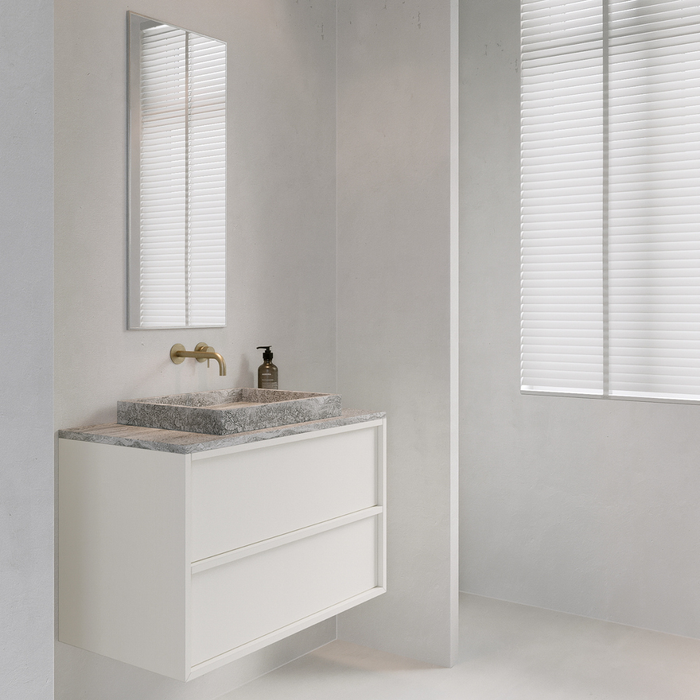 Bathroom cabinet with two drawers - Fien - White - Painted wood - 80 cm