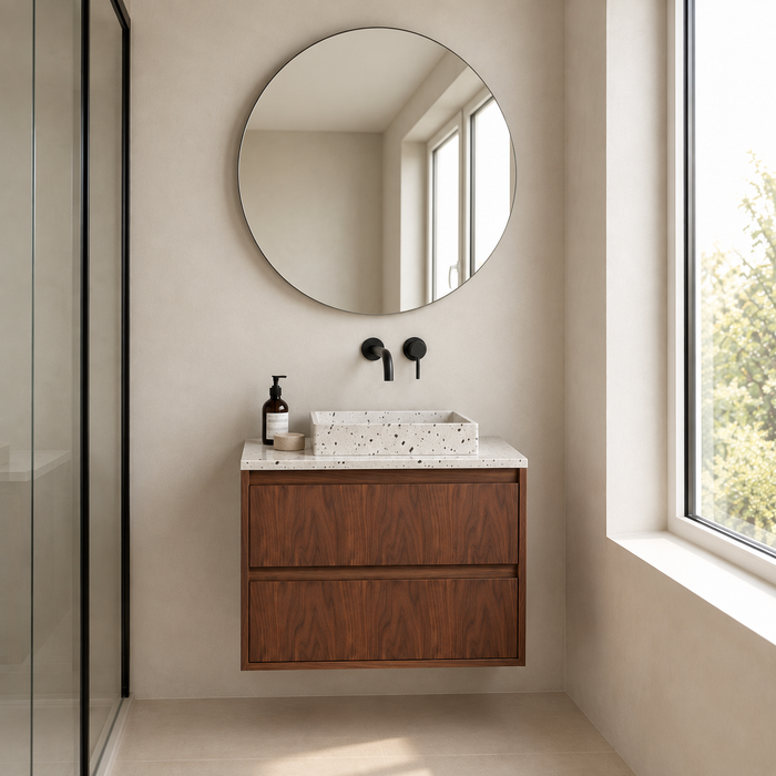 Meuble de salle de bain Terrazzo Ann - Meuble Noyer - 80cm