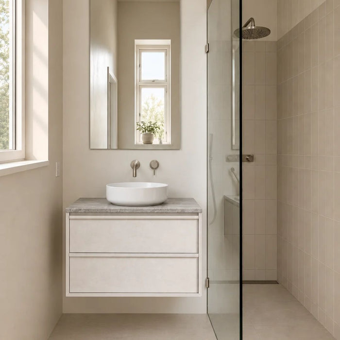 Fien conjunto de baño blanco - 80 cm - Alexis II - travertino gris