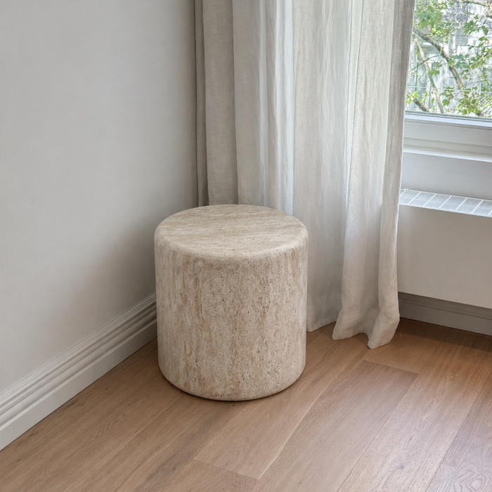 Side Table Brisa - D46 H43 - Polycomposite - White Travertine