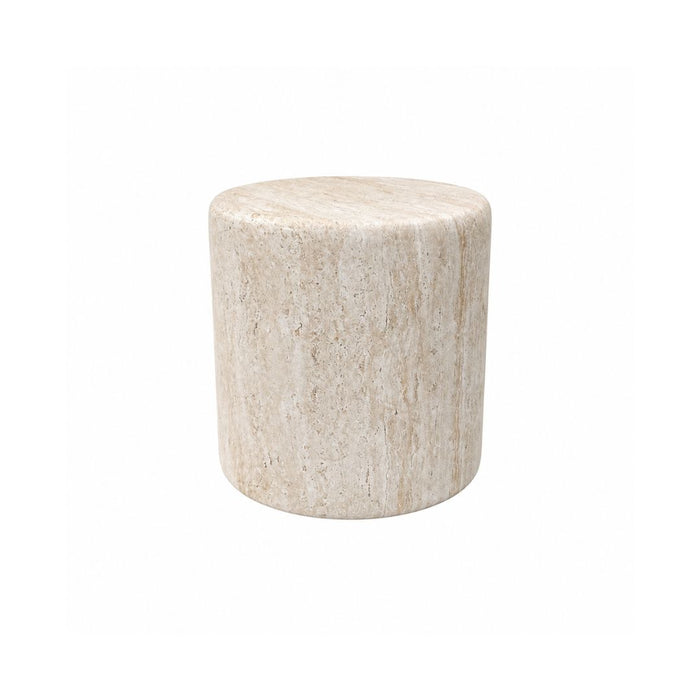 Buiten bijzettafel Brisa - D46 H43 - Polycomposiet - Wit travertijn