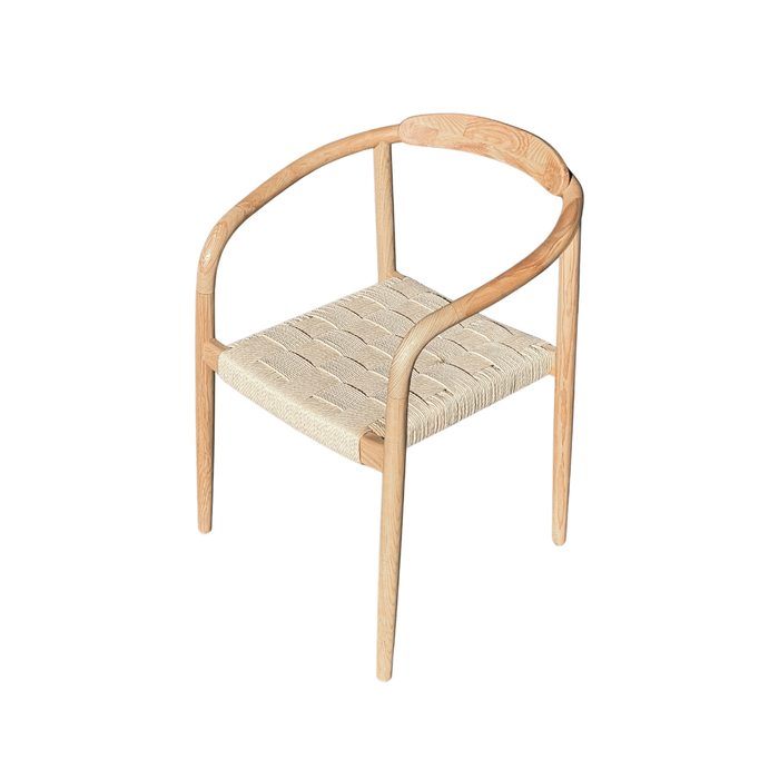 Silla de comedor Burnie - Natural claro - Color roble - Asiento tejido - Respaldo más ancho