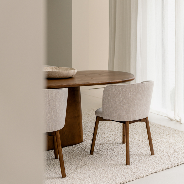 Silla de comedor Celia - Nogal oscuro - Tejido Sandstone Spotted